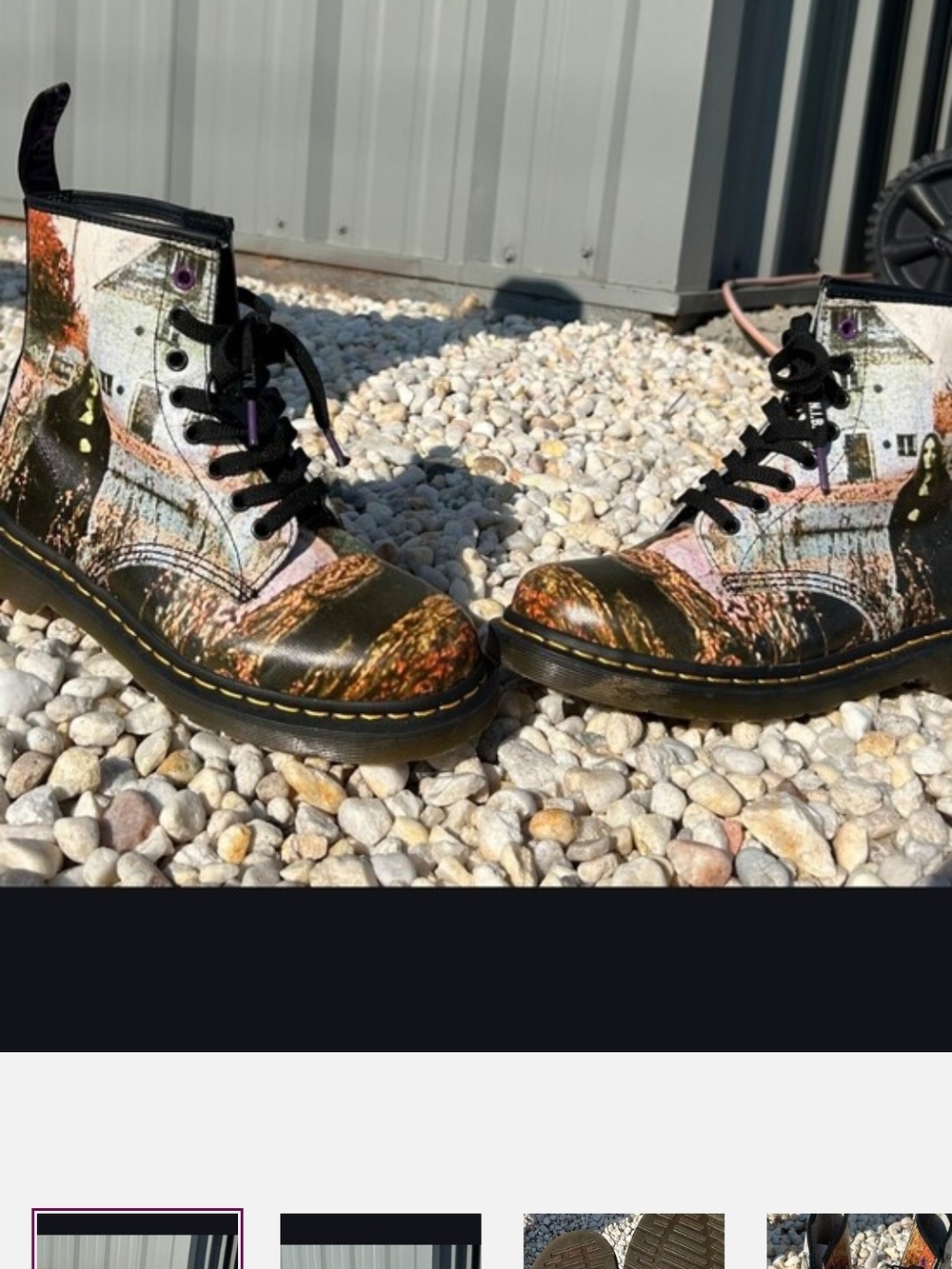 Black Sabbath Dr. Martens Women's Black Multi-Print Lace-Up Combat Boots